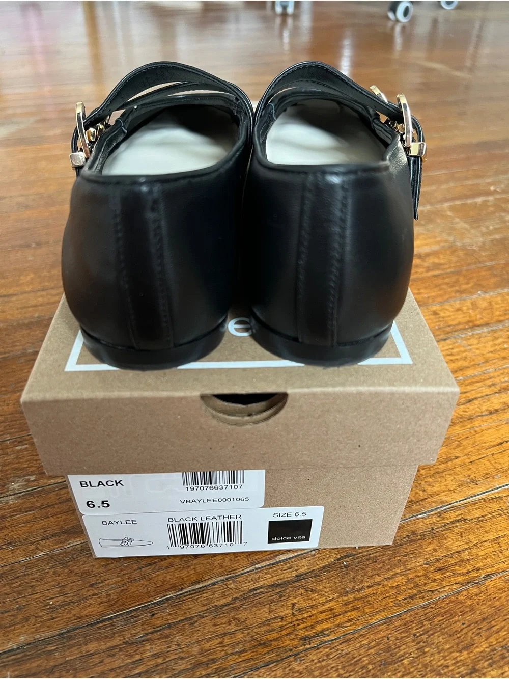 Dolce Vita Baylee Mary Jane Flats in Black Leather